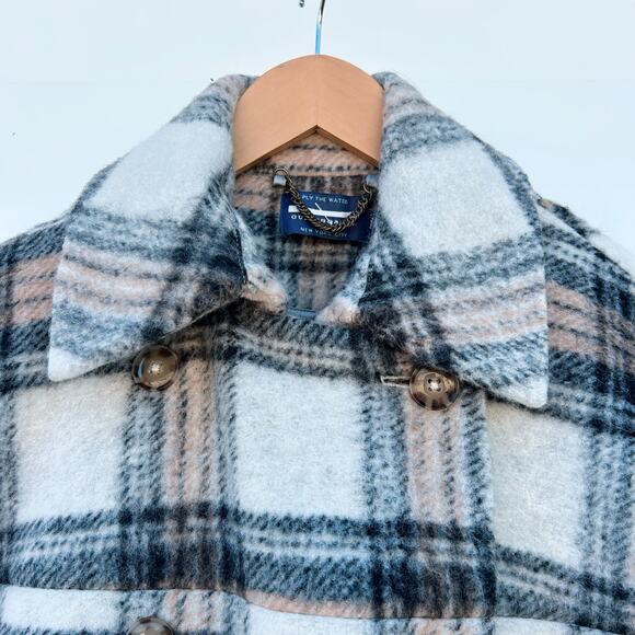 Guidebook Co. Fitzroy Cape Plaid Tartan Long Wool Coat Medium Double Breasted - Picture 7 of 13